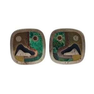 Vintage Los Castillos Taxco "Metales Casados" Parrot Cufflinks - 1950s